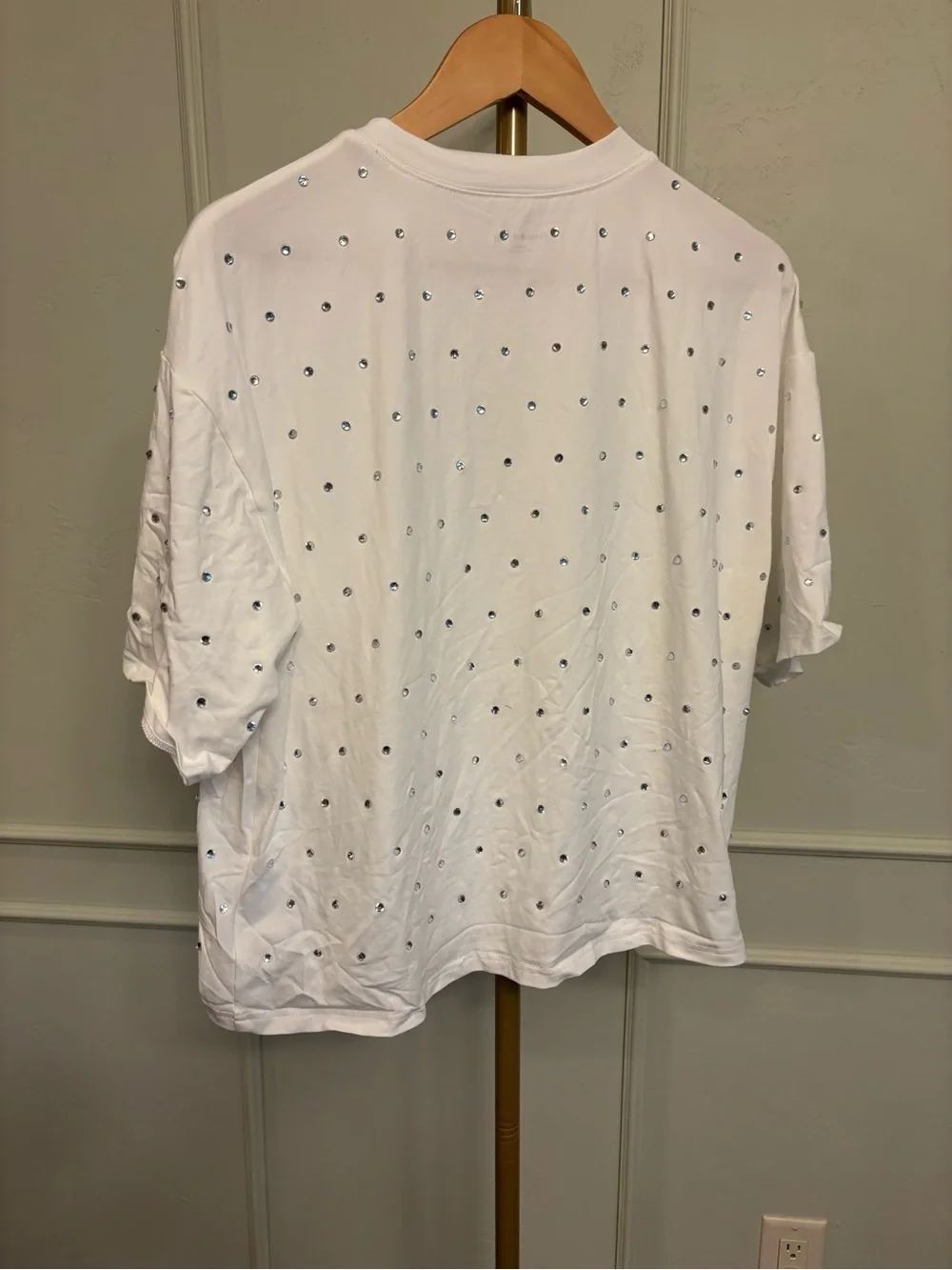 Isaac Mizrahi Rhinestone White Short-Sleeve Tee MSRP $178